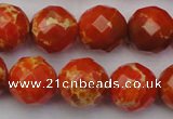 CDE2105 15.5 inches 16mm faceted round dyed sea sediment jasper beads