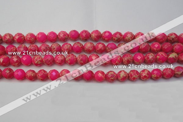 CDE2111 15.5 inches 8mm faceted round dyed sea sediment jasper beads