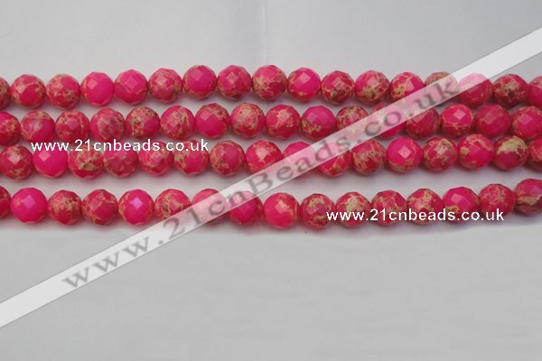 CDE2112 15.5 inches 10mm faceted round dyed sea sediment jasper beads