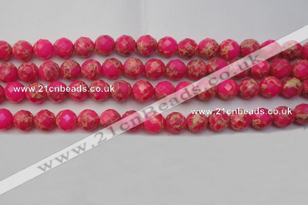 CDE2113 15.5 inches 12mm faceted round dyed sea sediment jasper beads
