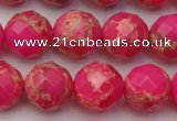 CDE2114 15.5 inches 14mm faceted round dyed sea sediment jasper beads