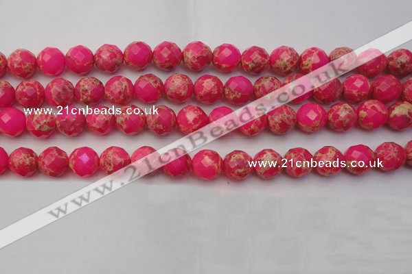 CDE2114 15.5 inches 14mm faceted round dyed sea sediment jasper beads