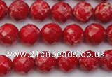 CDE2120 15.5 inches 6mm faceted round dyed sea sediment jasper beads