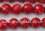 CDE2123 15.5 inches 12mm faceted round dyed sea sediment jasper beads