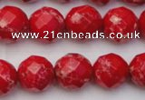 CDE2124 15.5 inches 14mm faceted round dyed sea sediment jasper beads