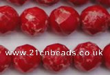 CDE2125 15.5 inches 16mm faceted round dyed sea sediment jasper beads