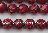 CDE2133 15.5 inches 12mm faceted round dyed sea sediment jasper beads