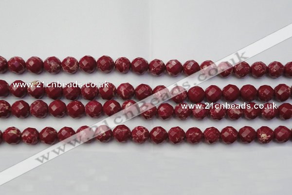 CDE2133 15.5 inches 12mm faceted round dyed sea sediment jasper beads