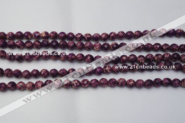 CDE2140 15.5 inches 6mm faceted round dyed sea sediment jasper beads