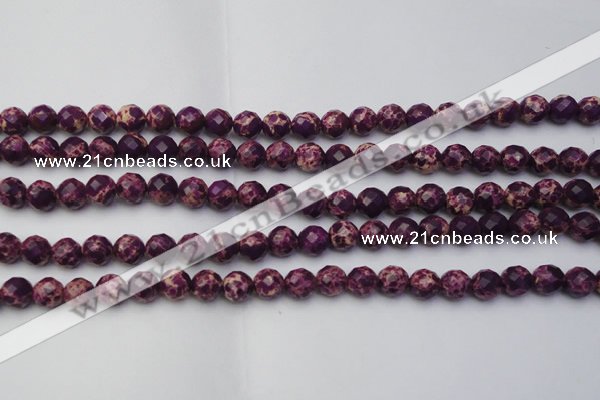 CDE2141 15.5 inches 8mm faceted round dyed sea sediment jasper beads