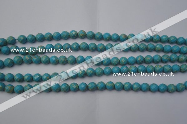 CDE2150 15.5 inches 6mm faceted round dyed sea sediment jasper beads