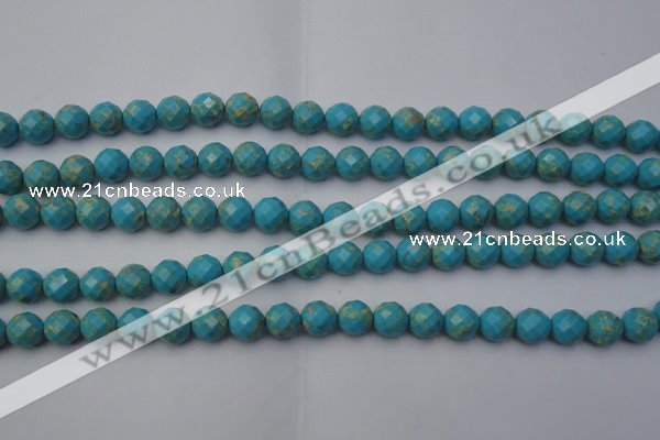 CDE2151 15.5 inches 8mm faceted round dyed sea sediment jasper beads