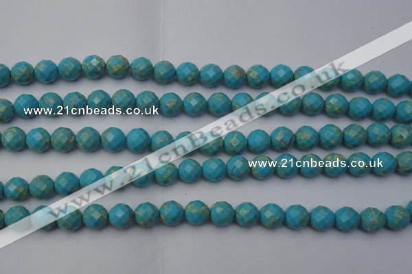 CDE2153 15.5 inches 12mm faceted round dyed sea sediment jasper beads