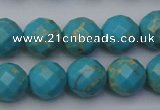 CDE2155 15.5 inches 16mm faceted round dyed sea sediment jasper beads