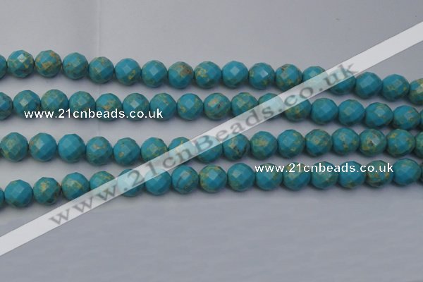 CDE2155 15.5 inches 16mm faceted round dyed sea sediment jasper beads