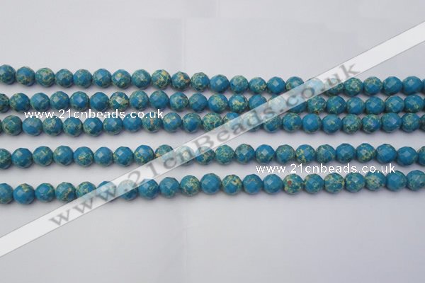 CDE2160 15.5 inches 6mm faceted round dyed sea sediment jasper beads