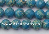 CDE2161 15.5 inches 8mm faceted round dyed sea sediment jasper beads