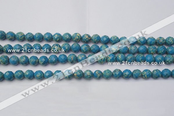 CDE2161 15.5 inches 8mm faceted round dyed sea sediment jasper beads