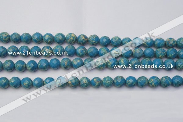 CDE2162 15.5 inches 10mm faceted round dyed sea sediment jasper beads