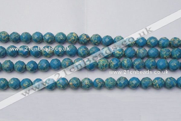 CDE2163 15.5 inches 12mm faceted round dyed sea sediment jasper beads