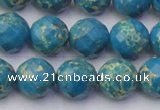 CDE2164 15.5 inches 14mm faceted round dyed sea sediment jasper beads