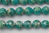 CDE2170 15.5 inches 6mm faceted round dyed sea sediment jasper beads