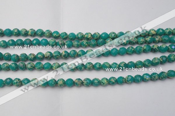 CDE2170 15.5 inches 6mm faceted round dyed sea sediment jasper beads