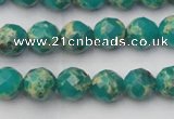 CDE2171 15.5 inches 8mm faceted round dyed sea sediment jasper beads
