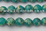 CDE2171 15.5 inches 8mm faceted round dyed sea sediment jasper beads