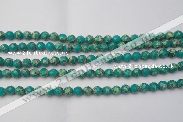 CDE2171 15.5 inches 8mm faceted round dyed sea sediment jasper beads