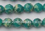 CDE2173 15.5 inches 12mm faceted round dyed sea sediment jasper beads