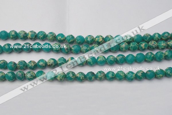 CDE2173 15.5 inches 12mm faceted round dyed sea sediment jasper beads