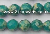 CDE2174 15.5 inches 14mm faceted round dyed sea sediment jasper beads