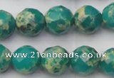 CDE2175 15.5 inches 16mm faceted round dyed sea sediment jasper beads