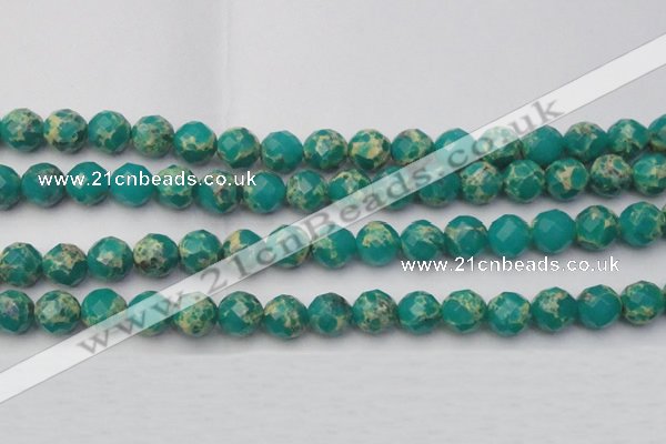 CDE2175 15.5 inches 16mm faceted round dyed sea sediment jasper beads