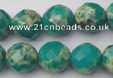 CDE2176 15.5 inches 18mm faceted round dyed sea sediment jasper beads