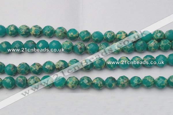 CDE2176 15.5 inches 18mm faceted round dyed sea sediment jasper beads