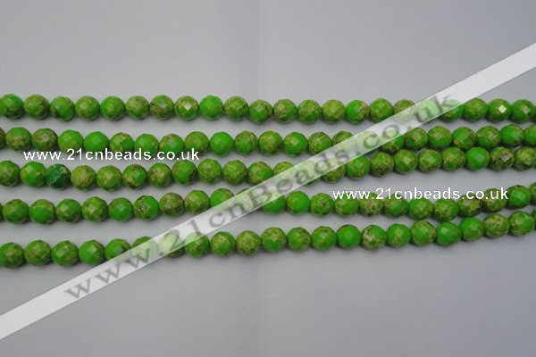 CDE2180 15.5 inches 6mm faceted round dyed sea sediment jasper beads