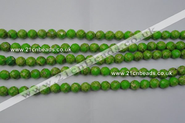 CDE2181 15.5 inches 8mm faceted round dyed sea sediment jasper beads