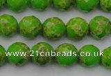 CDE2182 15.5 inches 10mm faceted round dyed sea sediment jasper beads
