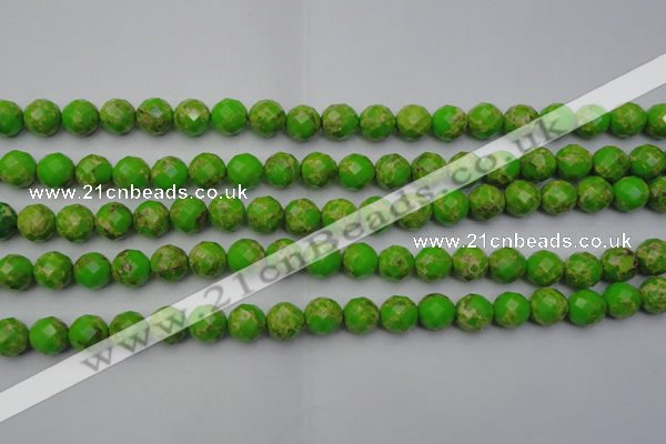 CDE2182 15.5 inches 10mm faceted round dyed sea sediment jasper beads