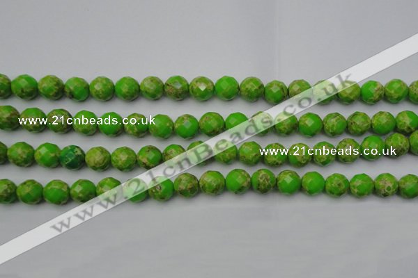 CDE2183 15.5 inches 12mm faceted round dyed sea sediment jasper beads