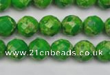 CDE2190 15.5 inches 6mm faceted round dyed sea sediment jasper beads