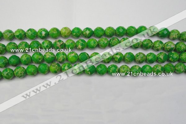 CDE2191 15.5 inches 8mm faceted round dyed sea sediment jasper beads