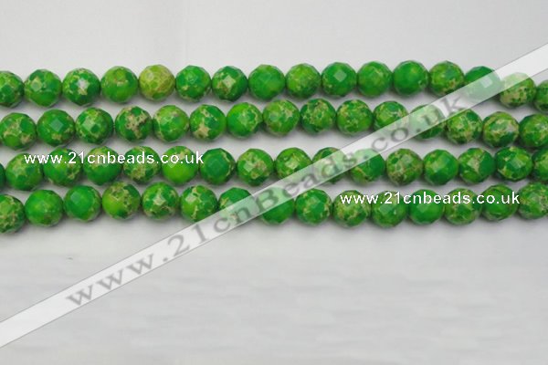 CDE2193 15.5 inches 12mm faceted round dyed sea sediment jasper beads