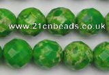 CDE2194 15.5 inches 14mm faceted round dyed sea sediment jasper beads