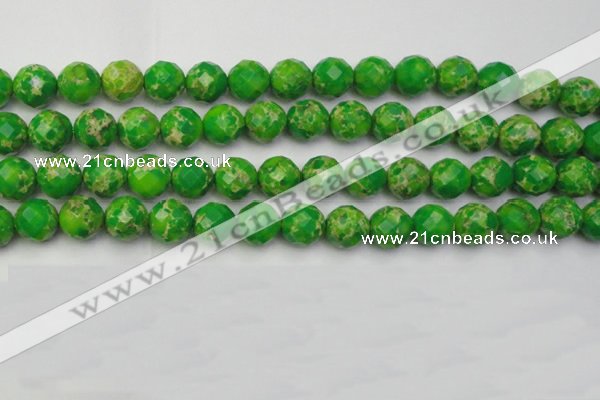 CDE2194 15.5 inches 14mm faceted round dyed sea sediment jasper beads