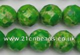 CDE2195 15.5 inches 16mm faceted round dyed sea sediment jasper beads