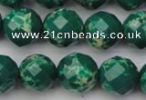 CDE2204 15.5 inches 14mm faceted round dyed sea sediment jasper beads