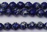 CDE2210 15.5 inches 6mm faceted round dyed sea sediment jasper beads